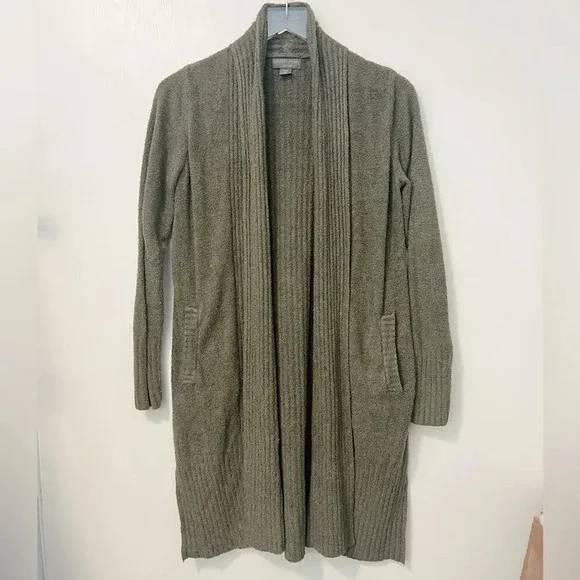 BAREFOOT DREAMS CozyChic Lite Catalina Long Cardigan Olive Green XS Petite - Picture 3 of 6
